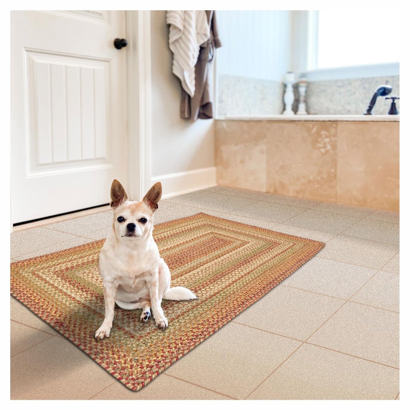 Homespice Harvest Jute Bathroom Rug Brown 20x30 - Small Multi Color Braided Rugs for Country Primitive Home Decor, Reversible, No Shed Jute for Easy Maintenance - Image 1